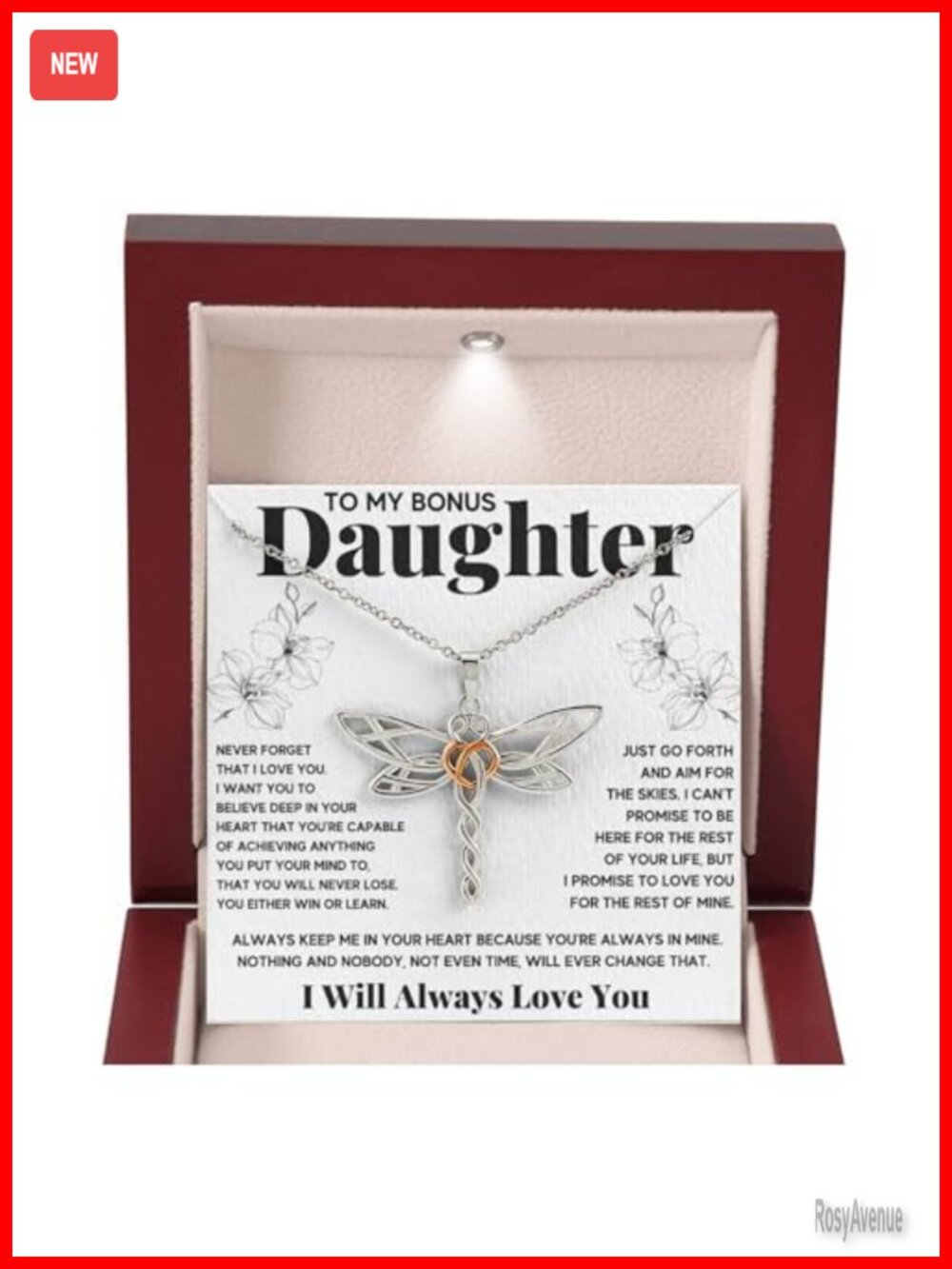 Dragonfly Pendant Necklace 14k Gold Plated Step Daughter Gift
